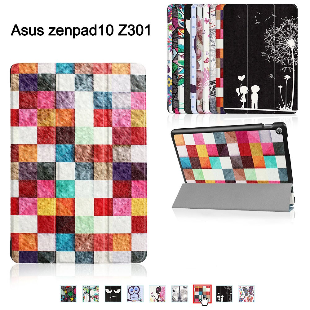 Leren hoes voor asus zenpad 10 z301 mlf  z301ml z301 10.1 " tablet (release) met driehoekige standaard magnetische hoes
