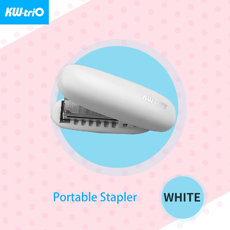 KW-triO Mini Stapler Lovely Portable Stapler Cute Candy Styling Stapler with Staple Remover Notebook Binding Office Supplies: White Stapler
