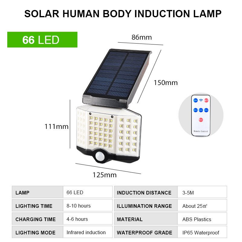 66 LED Solar Outdoor Garden Light Human Body Induc... – Grandado
