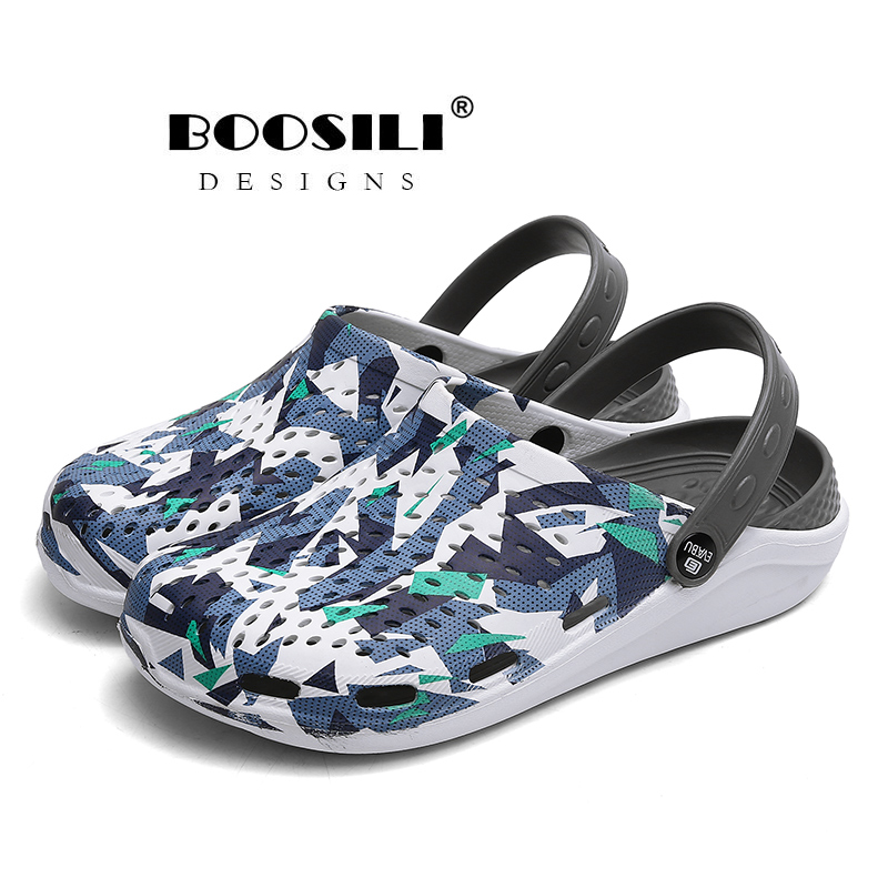 , sandalias para hombre, estilo de verano, sandalias de goma Eva con huecos, zuecos, zapatillas de transpirables para playa, calzado para jardín iluminado: GREY / 11