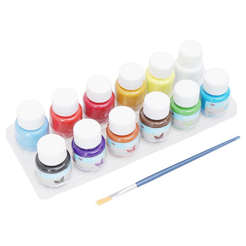 Juego de pintura acrílica, 12 colores, suministros de arte para manualidades, colores vibrantes no tóxicos