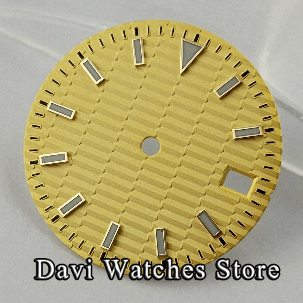 29Mm Steriele Wijzerplaat Blauw/Geel/Zilver Wijzerplaat Blauw Lichtgevende Fit NH35 NH36 Beweging Horloge Gezicht: A2