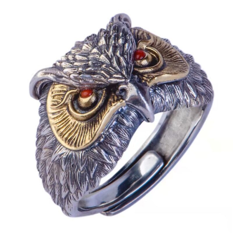 Vintage Dier Uil Tiger Snuiven Gouden Ringen Voor Mannen Punk Dominante Straat Hip-Hop Verstelbare Ring Voor Vrouwen sieraden: 206-red