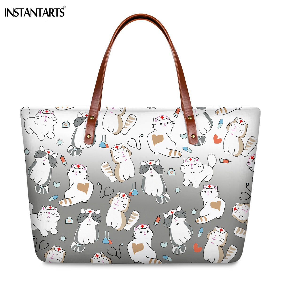 FORUDESIGNS Zipper torebki i portfele Cartoon pielęgniarka lekarz drukuj moda torby z bawełny dla kobiet podróż codzienna torba na ramię PU torebki: HQQ661AL