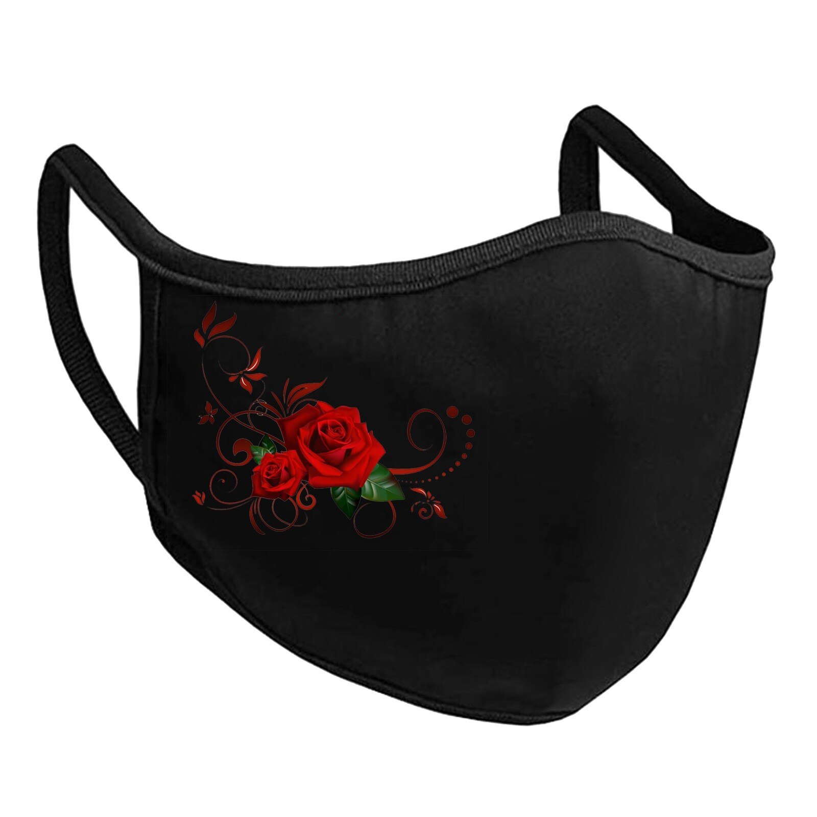 Plus Size Adult Black Ski Fasemask Flower Printed Fabric Reusable Breathable Cotton Mascarillas Bandana: I