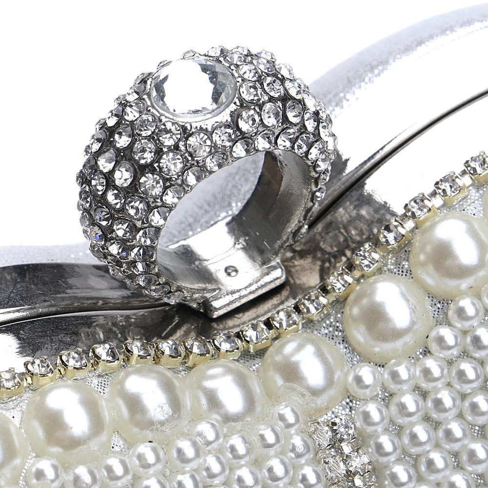 GLOIGTassel Rhinestones Evening Bag Finger Ring Diamonds Wedding Heart Clutch Handbags Chain Shoulder Party Pearl Christmas