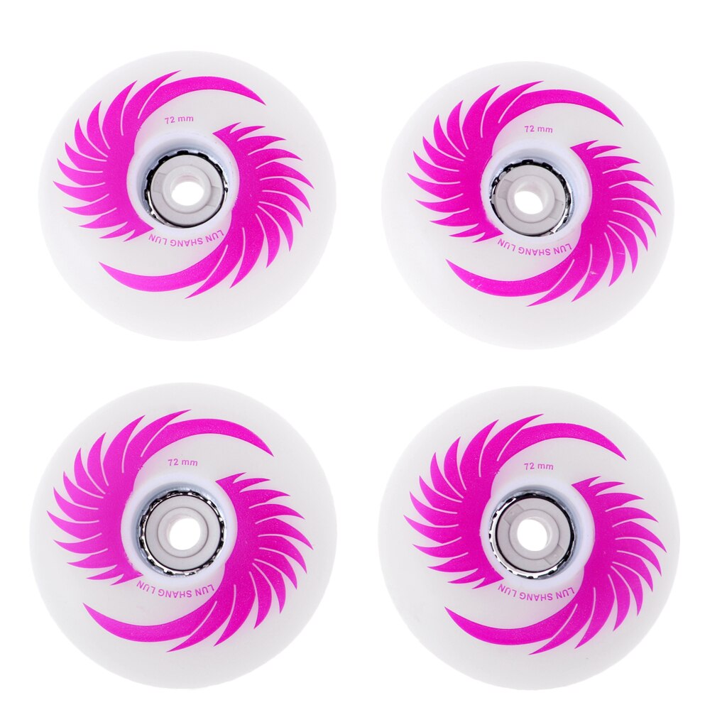 4 pièces planche à roulettes clignotant rouleau PU magnétique éclairer les roues de patins pour patins à roues alignées: 72mm Pink