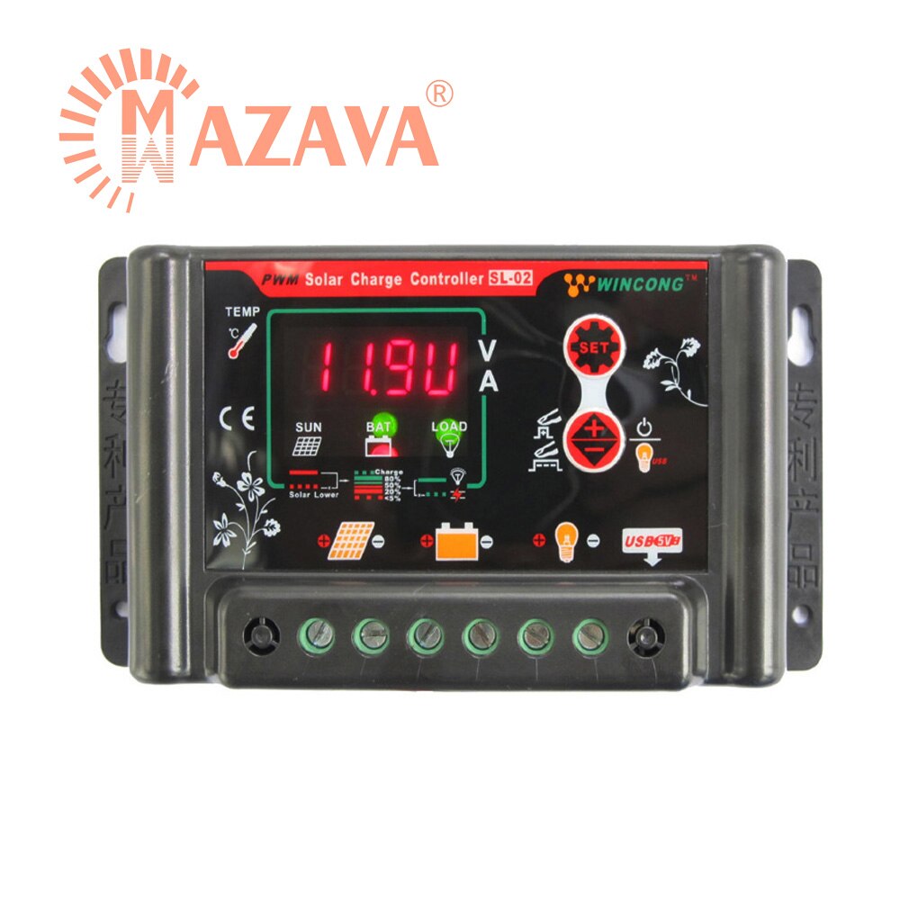 1Pcs 30A 20A 10A Solar Charger Controller 12V 24V Regulator SL02B Wincong Battery LI-ION NI-MH LiFePO4