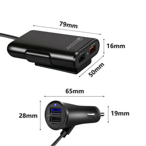 4 Port Usb Passenger QC3.0 Quick Car Charger Uitbreiding Usb Hub Voor En Achterbank Voor Universele Telefoon Fast Charger Adapter