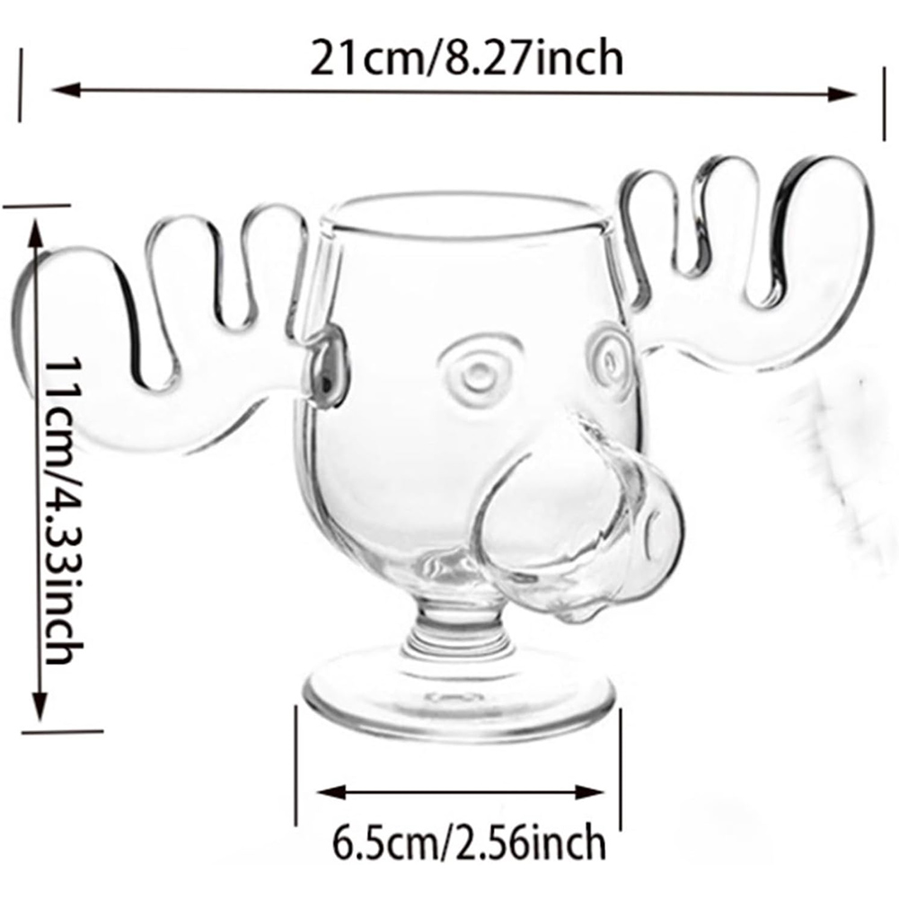 1-3PCS 240ml 8oz Christmas Vacation Moose Mug Christmas Reindeer Head Elk Glass Wine Beer Water Juice Milk Glass