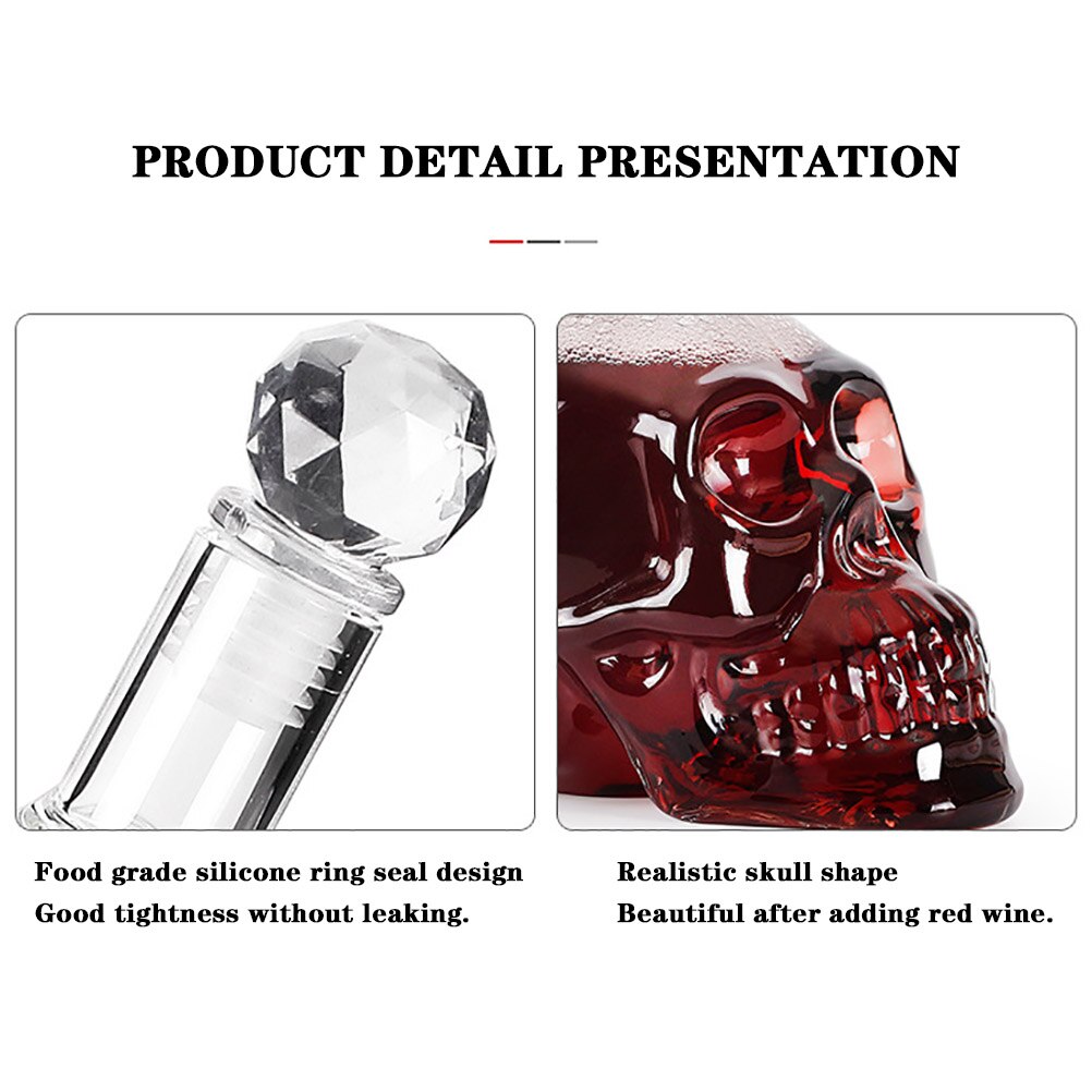 1000ml Crystal Vodka Bottle Skull Bottles Gothic Wine Vodka Decanter Glass Decanter Whiskey Decanter With Stopper