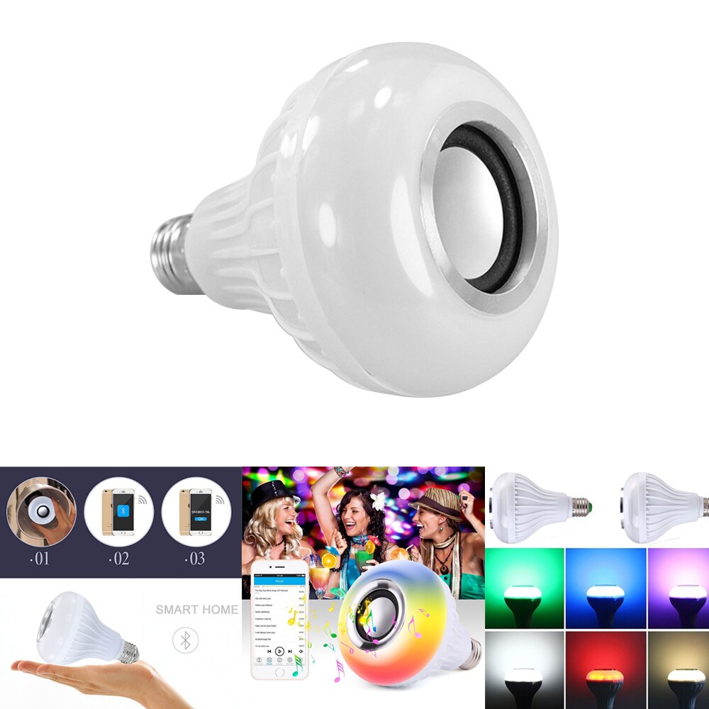 E27 Smart Wireless Bluetooth Speaker Muziek LED RGB Muziek Lamp Kleurrijke Dimbare 12 w LED Lamp Lampada Voor licht