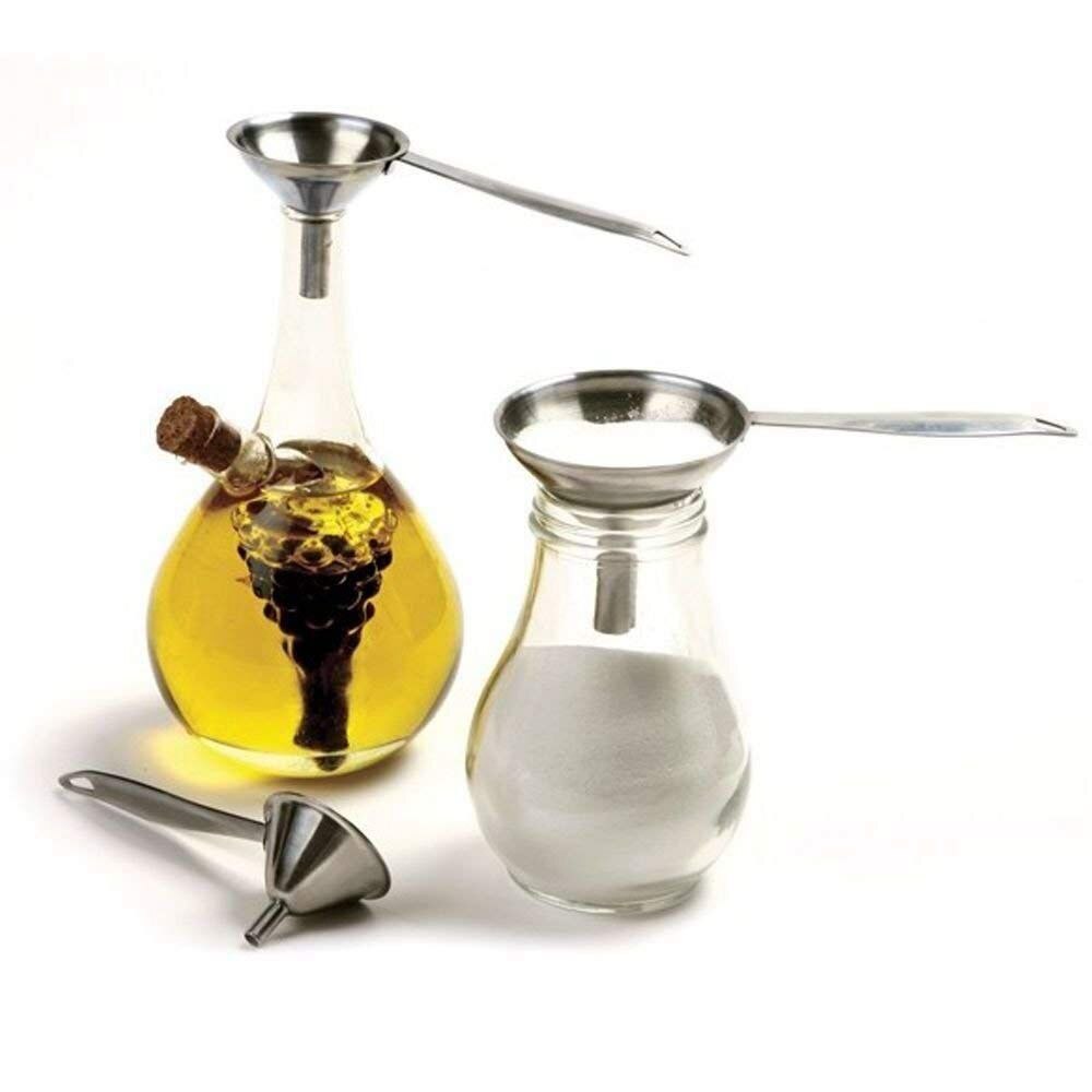 -Kitchen Funnels, Stainless Steel Funnel Set, Thick Collapsible Small Medium Large Funnels with Long Handle to Grip(Set of