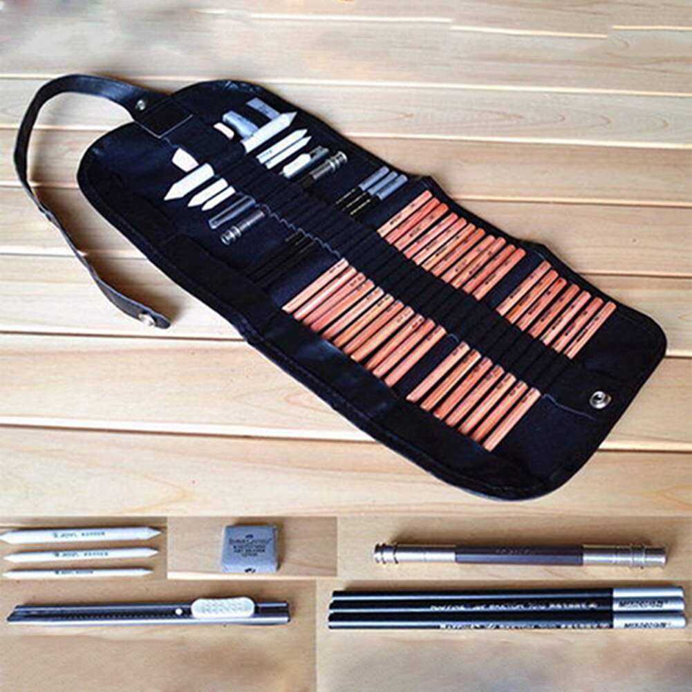 29 Pcs Schetsen Potlood Set Houtskool Extender Gum Cutter Tekening Pak Art Kit