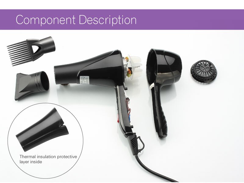 KIKI 220V Blow Dryer Household High-power 1800W Hair Dryer Electric Hair Dryer Household Salon Hairdressing Blow Canister