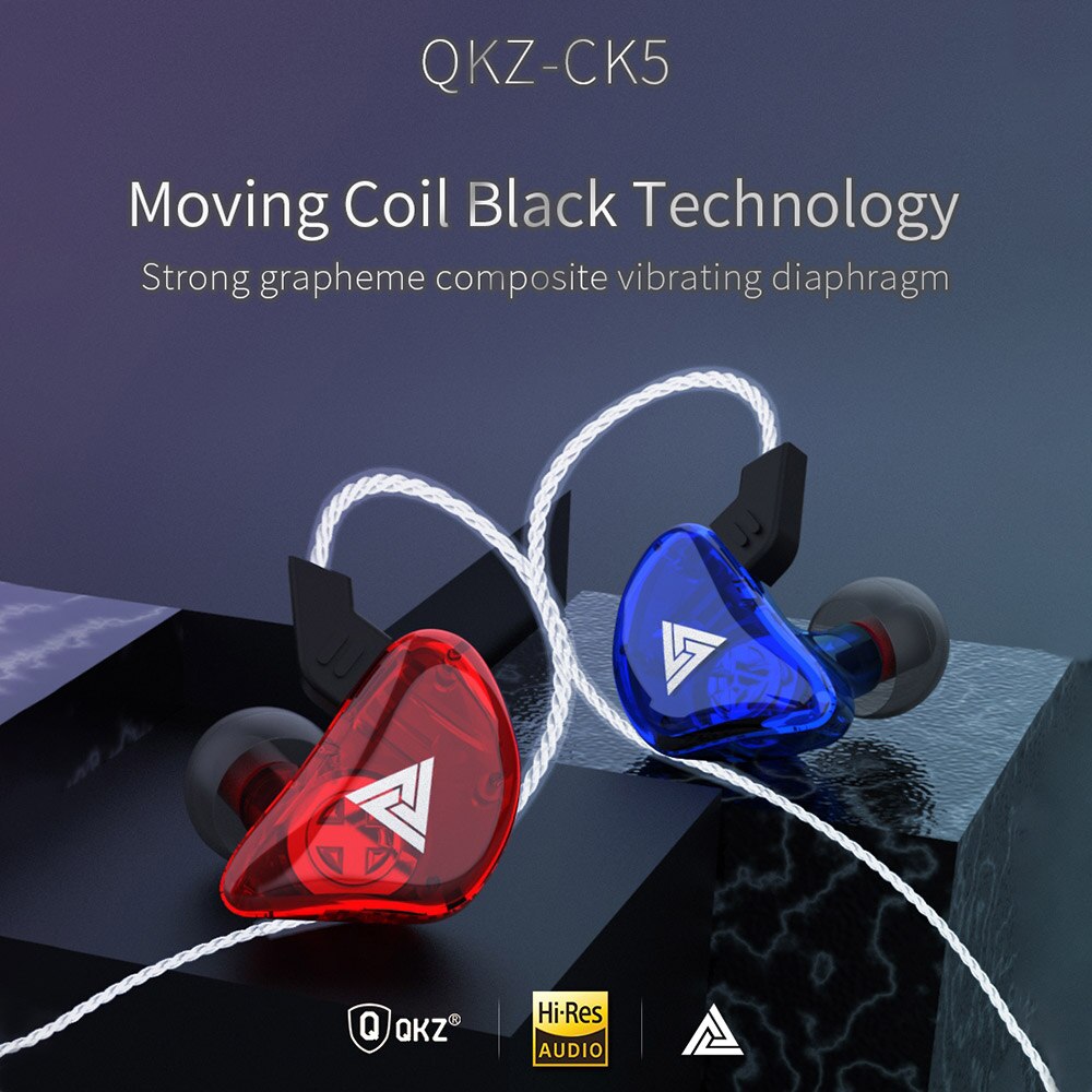 QKZ CK5 Wired Earphone Stereo Race Sports In-ear Heavy Bass Headset Transparent Mobile Phone Music Earphones with Microphone