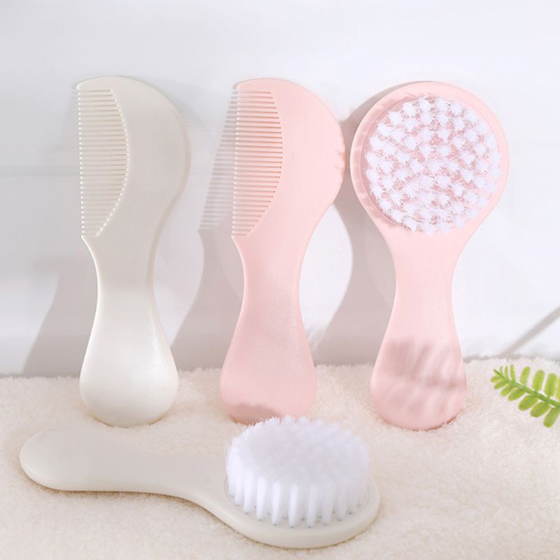 2Pcs Infant Baby Hair Brush Comb Set Newborn Toddler Scalp Massager Grooming Kit