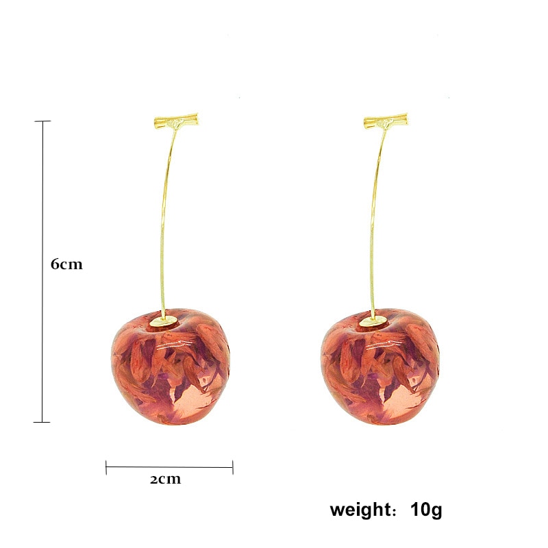 Dolce Sereno Resina Cherry Orecchini Chic Reale Fiore Secco di Frutta Rossa di Goccia Ciondola Gli Orecchini per Le Donne Dichiarazione Dei Monili Del Partito del Regalo