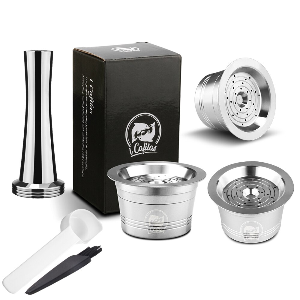 Cápsulas de café para Cafissimo Tichibo, cápsulas rellenables de acero inoxidable, Crema reutilizable, café permanente: 3Cup 1Tamper