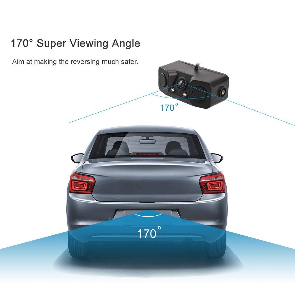 3 in 1 Car Parking Sensors with Backup Rear Camera No Drill No Damage to Car LED Light Sensor Detector Buzzer Alarm Park
