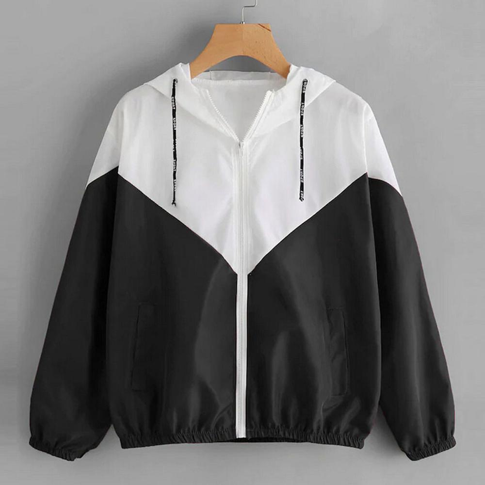 Frauen Langarm Jacke Patchwork Dünne Skinsuits Mit Kapuze Reißverschluss Taschen Sport Mantel Ich bin Freien Wandern Reiten Jacken Mantel Kleidung