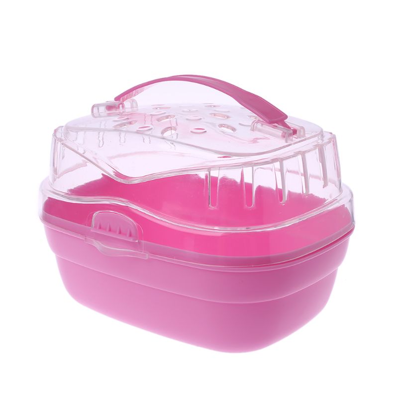 Portátil jaula para Hamster, Transportín de exterior para mascotas ANIMAL PEQUEÑO Guinea cerdo ir caja: pink