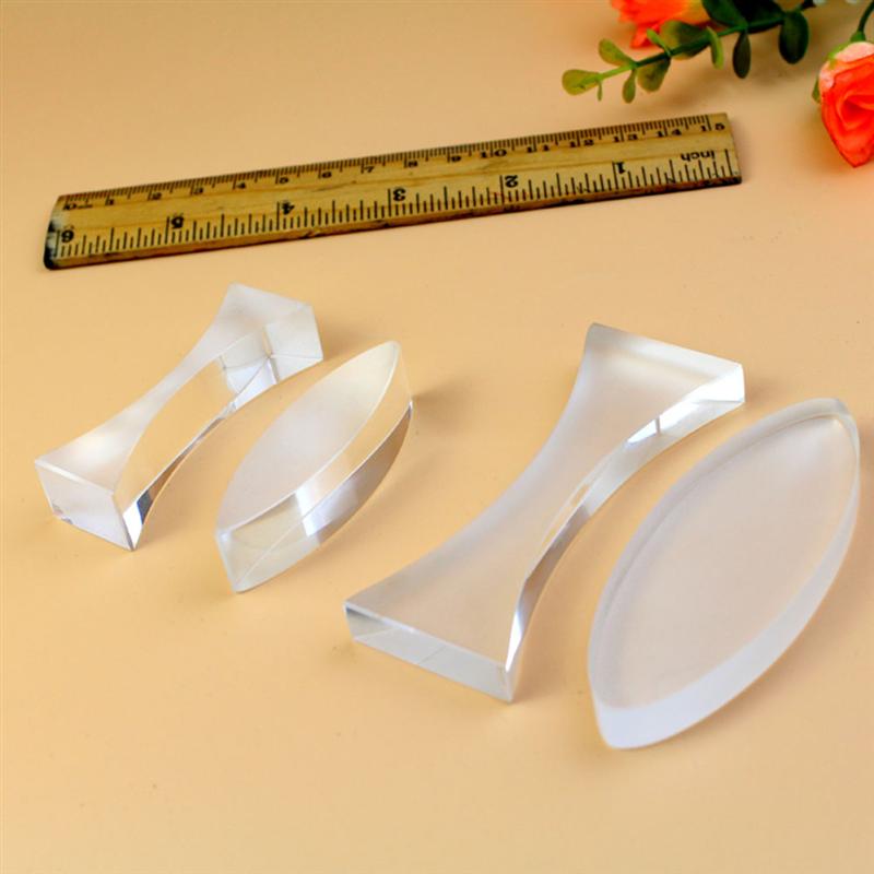 2pcs Basic Physics Teaching Optical Glass Lens Concave Convex Lens Sets