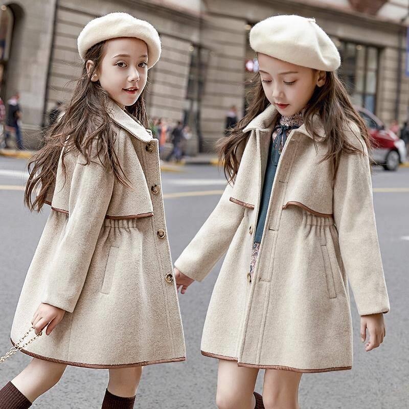 Kinderen Meisjes Jassen Bovenkleding Winter Meisjes Jassen Wollen Lange Geul Tieners Warme Kleding Kids Outfits Voor 5 6 8 10 12 Jaar