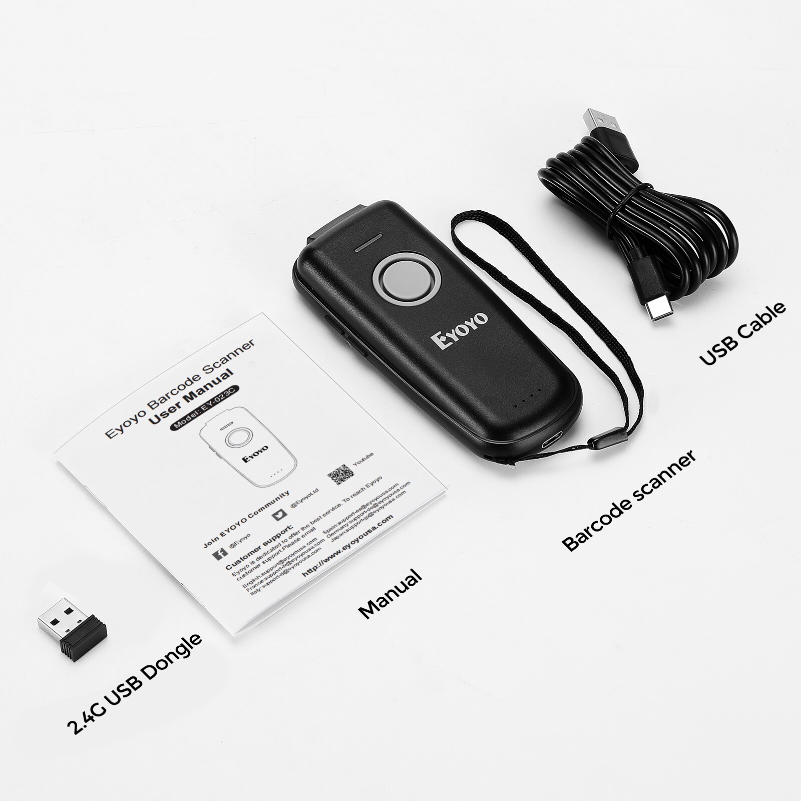 Eyoyo Mini 1D Wireless Barcode Scanner Bluetooth &amp; Wired Portable Bar code Reader for iPad iPhone Android Tablets Barcode Reader