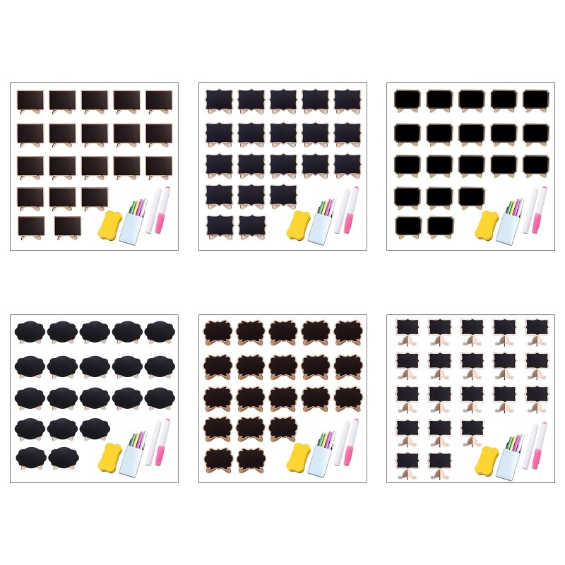 20 Pack Wooden White Framed Chalkboard Labels with Easel Stand Mini Chalkboard 1XCE
