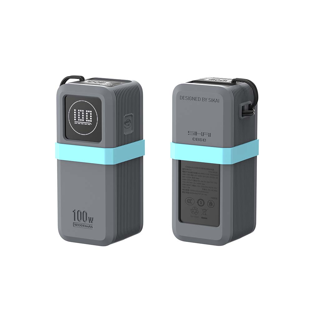 For Ugreen 130W/100W 20000mAh Power Bank Portable Travel-Friendly With Data Cable Storage & Anti Silicone Case: green