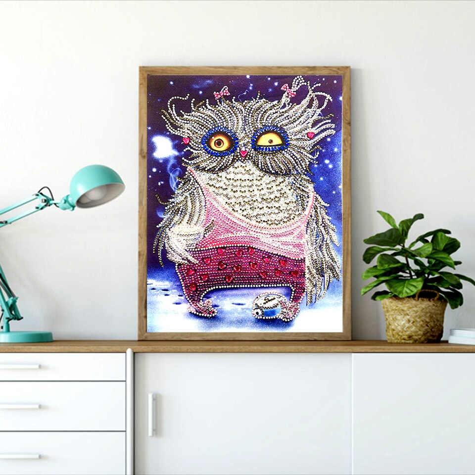 AZQSD spécial forme diamant peinture mosaïque animaux broderies diamant broderie hibou artisanat 24x34cm
