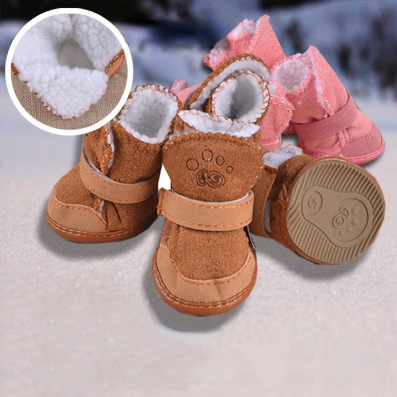 Chaussures pour animaux de compagnie, 4 pièces, épaisses et chaudes, bottes en Carton de neige et de pluie, baskets pour chiots, accessoires pour chiens