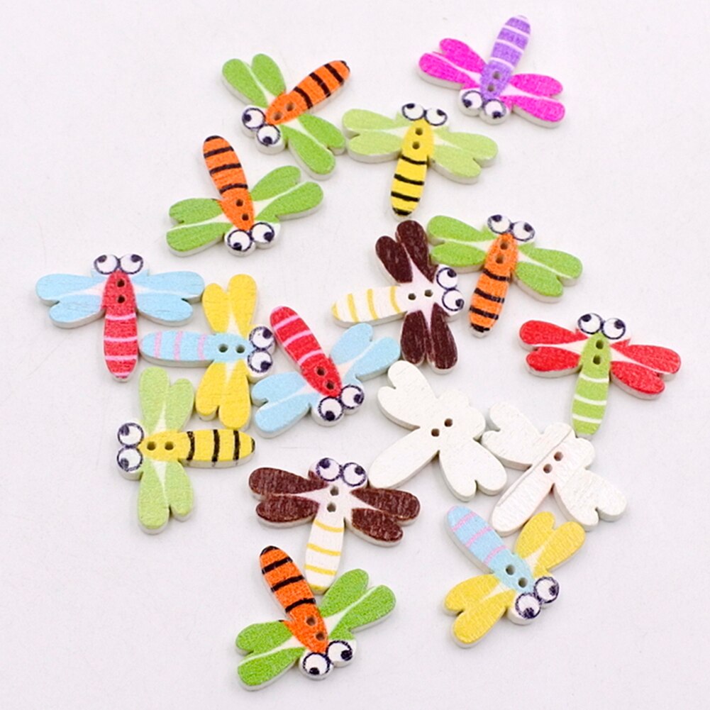 50 Stuks Dragonfly Vorm Houten Knop S 2 Gaten Scrapbooking Naaien Accessoires