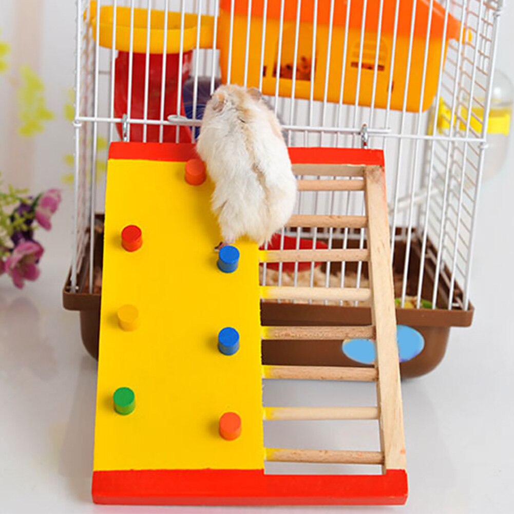 Rest Climbing Ladder Rat Colorful Non Toxic Guinea Pig Wooden Fun Play Hamster Toy Lightweight Small Pet Squirrel Multi Purpose