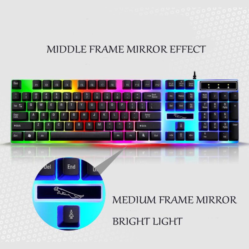 Usb opladning lys tastatur & mus kit regnbue led spiludstyr til  ps4 xbox one