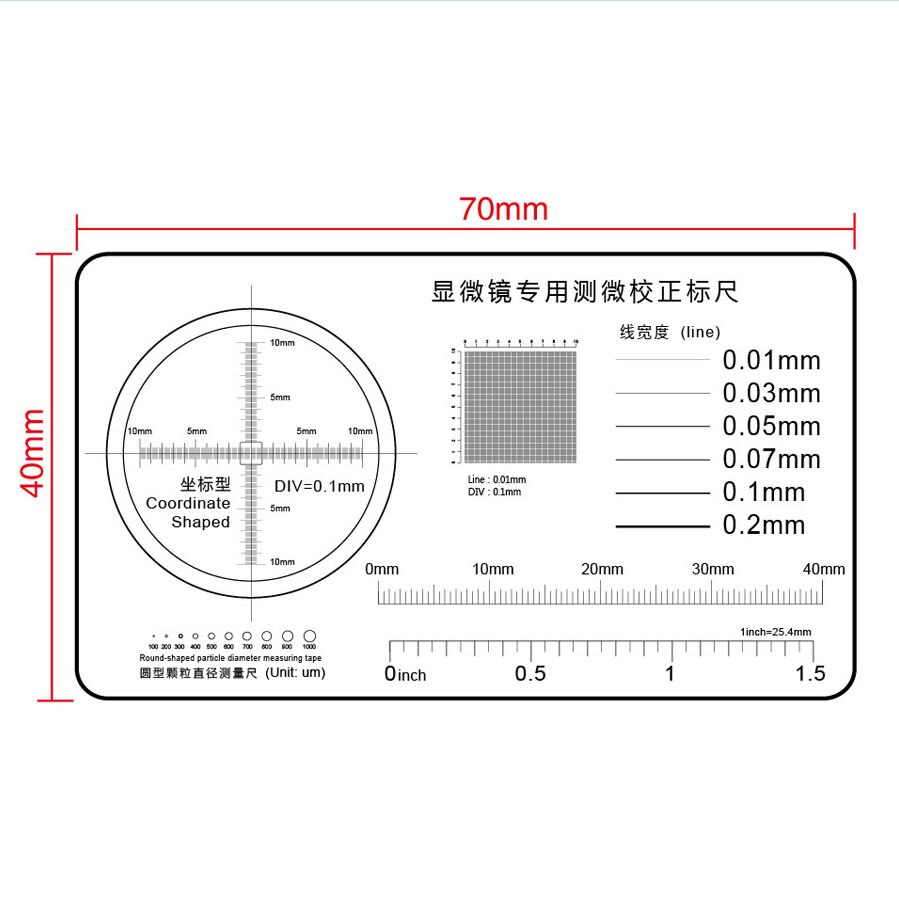 High Precision Film Point Gauge Soft Ruler Microscope Micrometer Calibration Slide Line Width Particle Diameter Measurement: 10