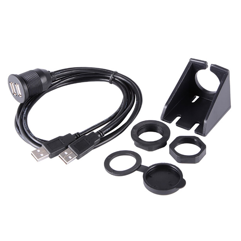 Car Truck Dashboard Flush Mount Dual USB Male to Female Extension Cable Kit
