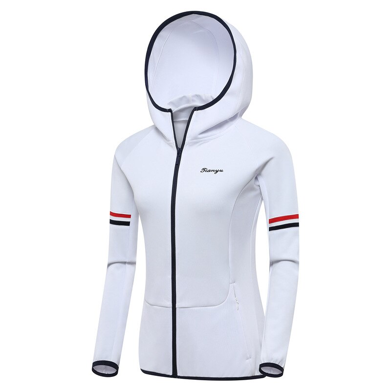 Golf Bekleidung Frauen Golf Windjacke Winter Herbst Mit Kapuze Golf Jacke Windprood Warme Strickjacke Sportbekleidung Voll Reißverschluss Mantel: Weiß / M