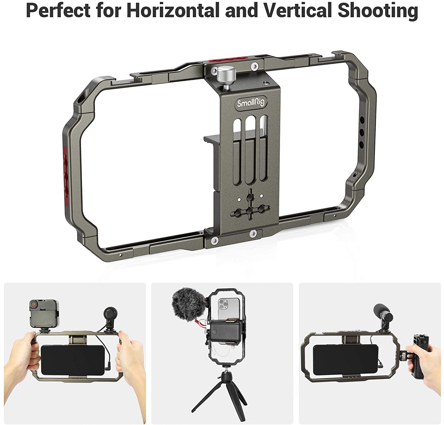 SmallRig Universal Mobile Phone Cage Smartphone Video Rig Filmmaking Vlogging Rig Case Stabilizer Alloy Grip Tripod 2791