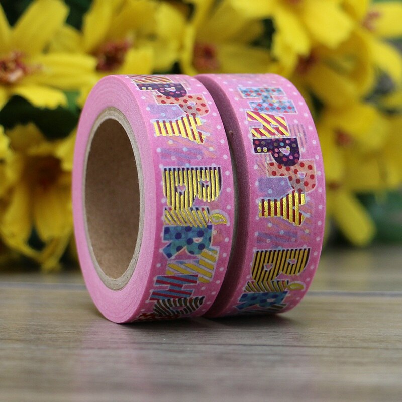 10M Decorative Foil Washi Tape HAPPY BIRTHDAY DIY Scrapbooking Sticker Label Japanese Masking tape School Office Supply