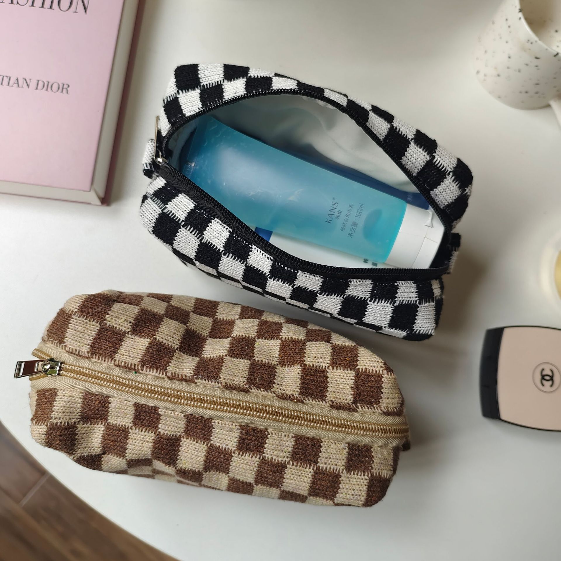 Checkerboard Storage Bag Pouch Basic Retro Check P... – Grandado