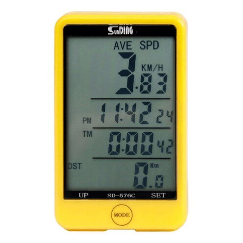 Waterproof Bicycle Computer Wireless And Wired Multifunction Bike Cycling Odometer Stopwatch Speedometer Watch LED Digital Rate: B yellow