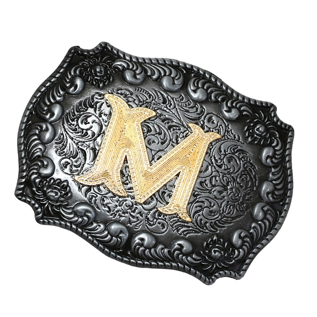 Men Western Cowboy Texas Rodeo Belt Buckle Jewelry Initial Letters A-Z Novelty Man Belt Buckle