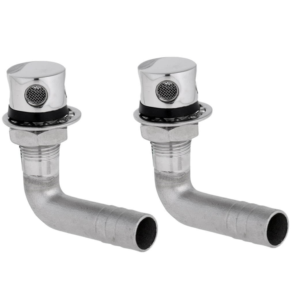 2pcs 316 Stainless Steel Boat Marine Flush Mount Fuel Gas Liquid Tank Vent 90 Degree Elbow for 3/5 inch 15mm Hose