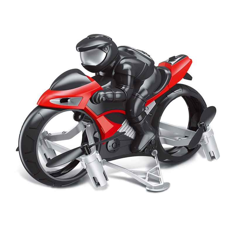 2.4g 4ch 2 in 1 motorcykel hovedløs fjernbetjening drone justerbar hastighed legetøj: Rød