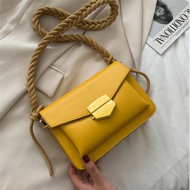 Moda bolsas de ombro para mulheres trançado alça de ombro couro do plutônio crossbody sacos senhora bolsa portátil design exclusivo saco: yellow