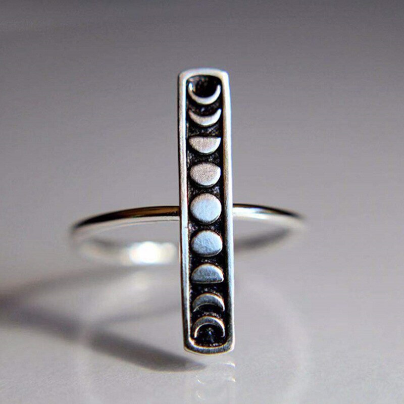 Simples prata cor lua fase anéis dainty empilhamento anel para mulher boho vintage jóias presente anillos mujer anel