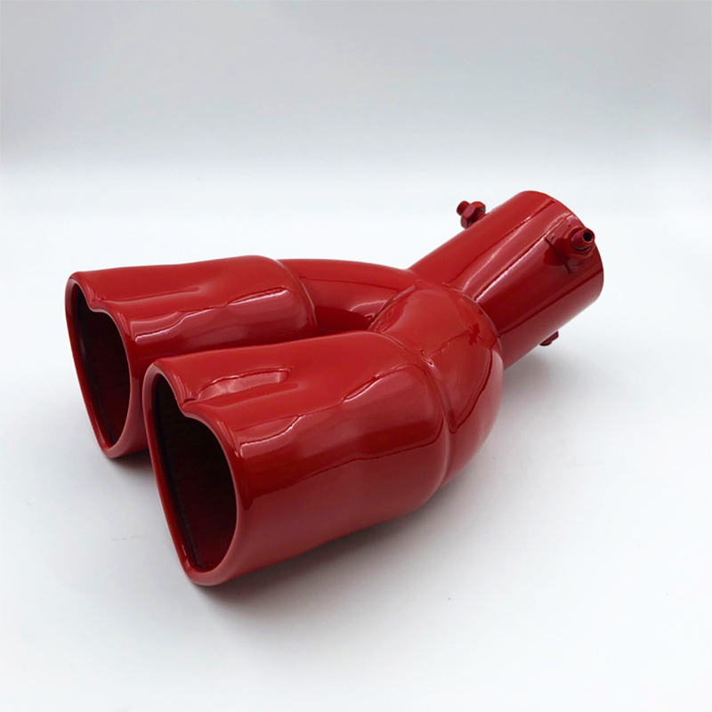 Universal Heart Shape Style Red Pink Exhaust Muffler Tips Stainless Steel Double Out Exhaust Tube Tips Car Accessories: WHITE