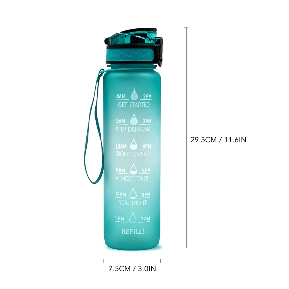 Sport Water Fles Met Tijd Marker Drinken Waterkoker Fitness Sport Fles 1L Water Jug Camping Kantoor School Gym Workout